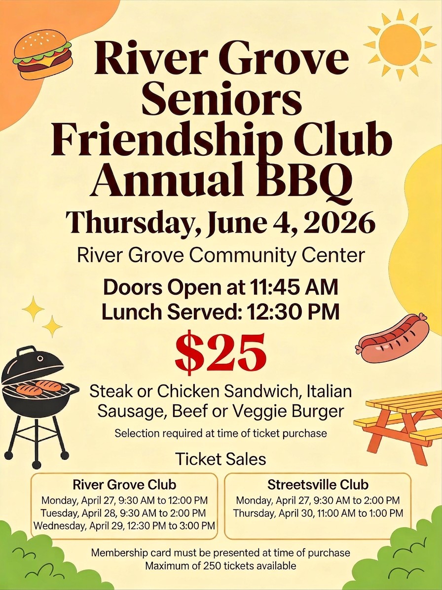 River Grove Annual BBQ image source: River Grove Seniors Friendship Club